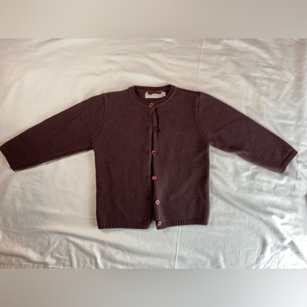 Papa D’Anjo‎ Childresn Plum Purple Wool Cardigan Sweater Size 6